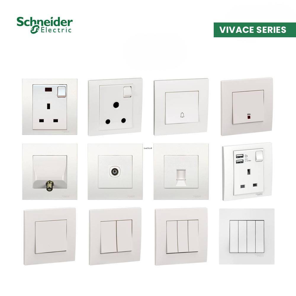 SCHNEIDER VIVACE KB15 15A 250V 1 GANG SWITCHED SOCKET WHITE